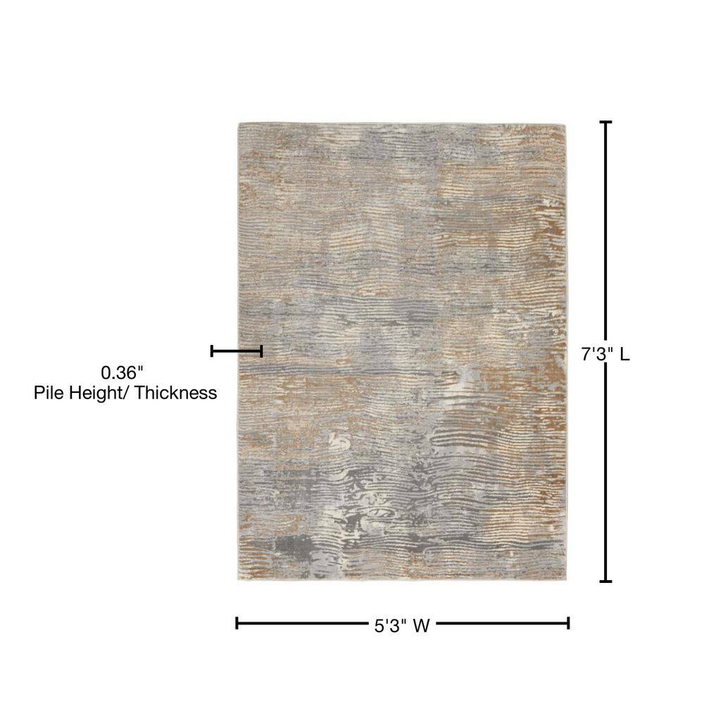Hand-Knotted Grey/Beige Synthetic Abstract 5' x 7' Rug
