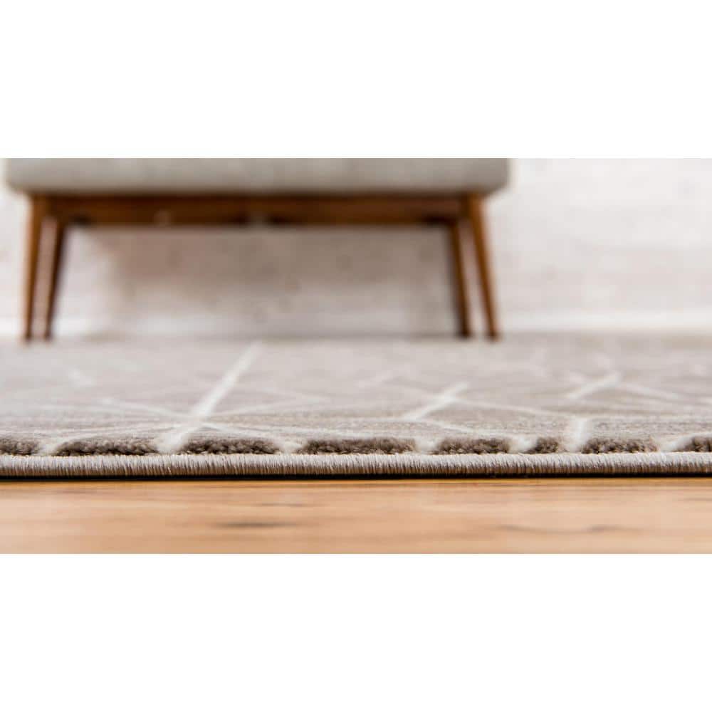 Brown Geometric Stain-Resistant Rectangular Area Rug