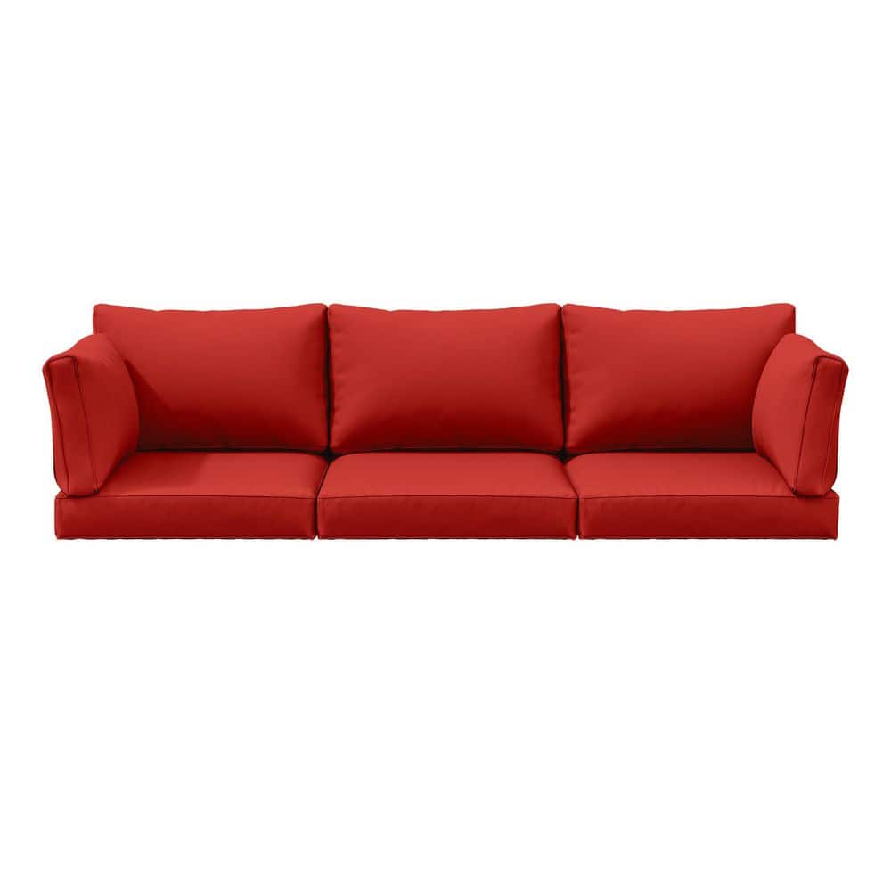 25.6 in. x 23.6 in. x 4 in. (8-Piece) Deep Seating Outdoor Lounge Chair Sofa Cushion with Lumber Pillow Cushion Red