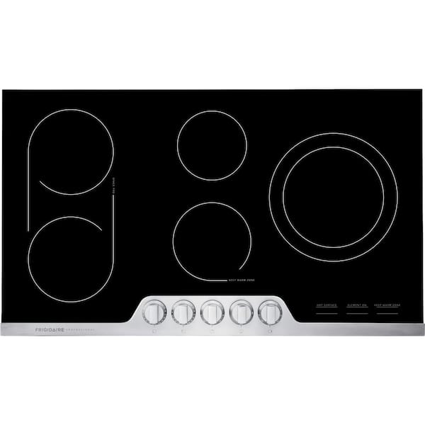 Professional 36 in. 5 Element Radiant Electric Cooktop in Stainless Steel with Bridge and Dual Ring Element