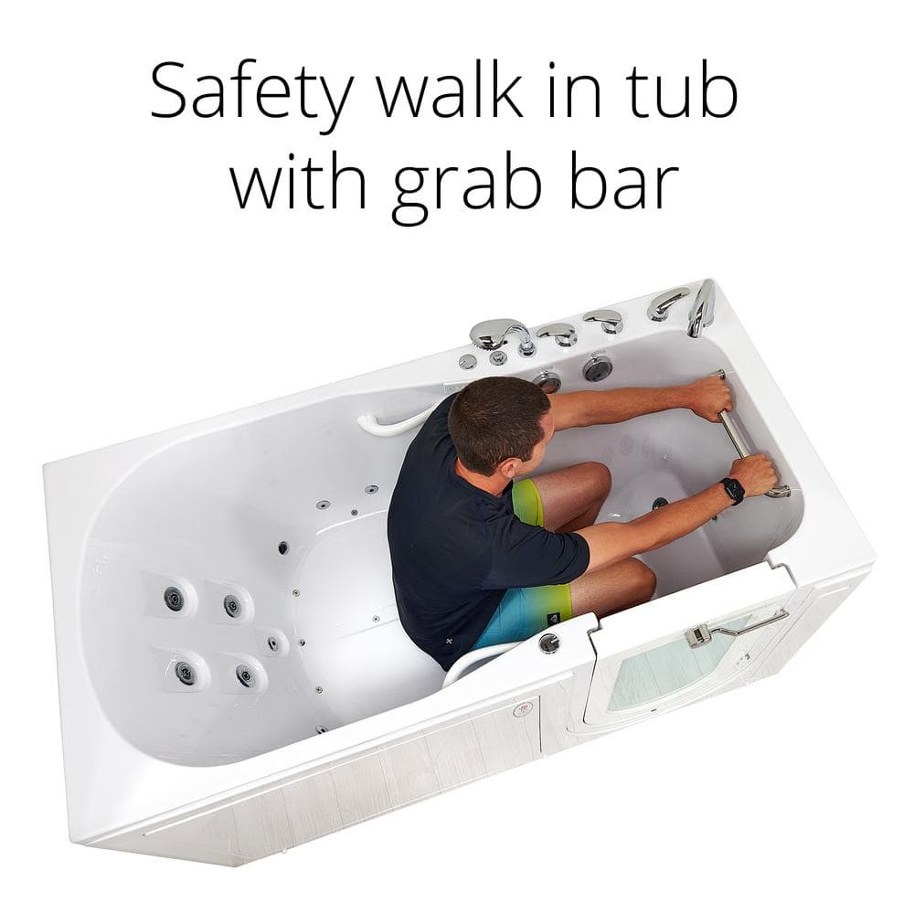 72'' x 36'' White Acrylic Walk-In Bathtub with Hydro Massage