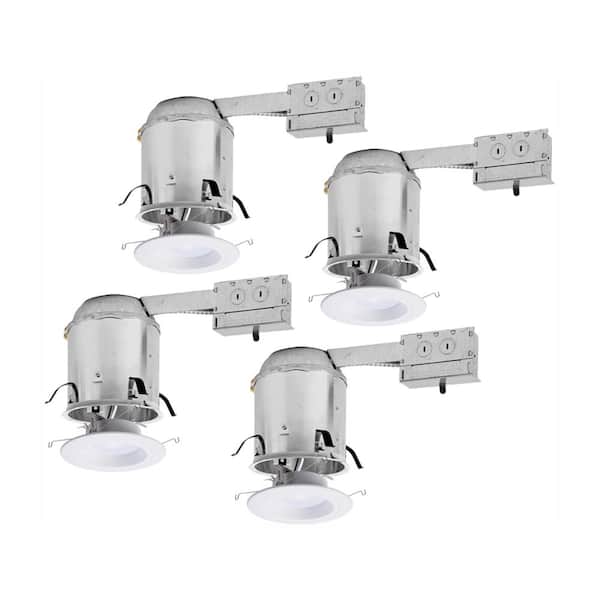 HALO RL 6 in. (4-Pack) Remodel Ceiling Housing and (4-Pack) Dimmable White Integrated LED Recessed Light Retrofit Kit