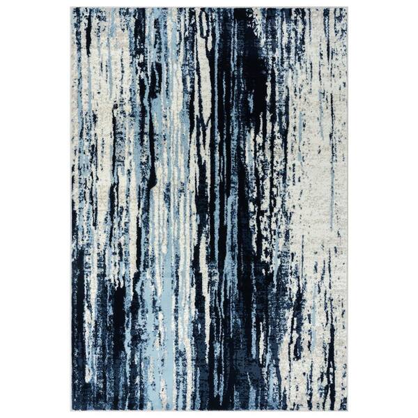 Abani Laguna Blue/Cream 5 ft. 3 in. x 7 ft. 6 in. Abstract Polypropylene Area Rug