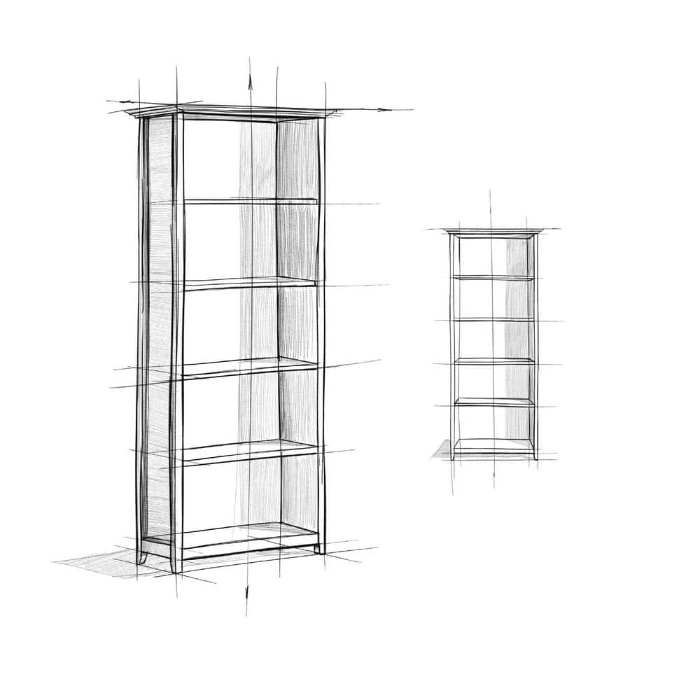Distressed Grey Pine Adjustable 5-Shelf Bookcase