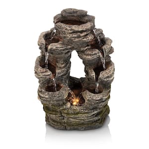 14 in. Tall Indoor Stone Look Oval Shaped Waterfall Tabletop Fountain