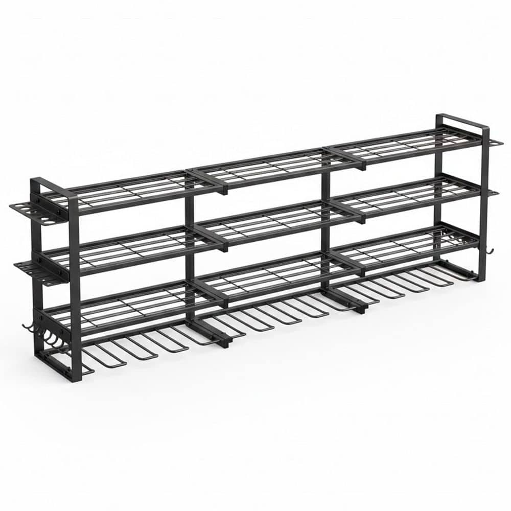 49.4 in. Black Metal Heavy-Duty 4-Tier Power Tool Wall Rack with 12 Drill Holders, 6 Hooks for Garage price history on PriceWatchPro