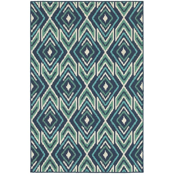 Boutique Blue/Aqua 3 ft 7 in x 5 ft 6 in Outdoor Area Rug
