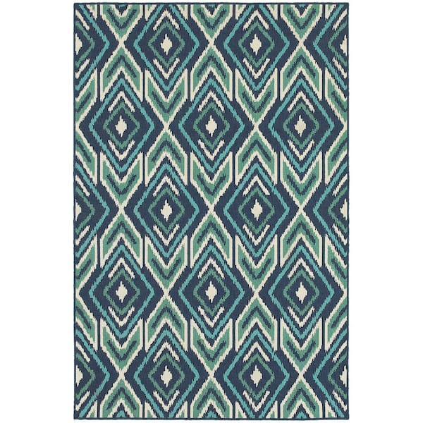 Home Decorators Collection Boutique Blue Aqua 7 ft. x 10 ft. Outdoor Patio Area Rug