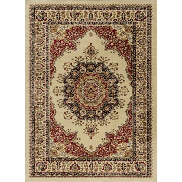 Tayse Rugs Sensation Border Ivory 11 ft. x 15 ft. Indoor Area Rug