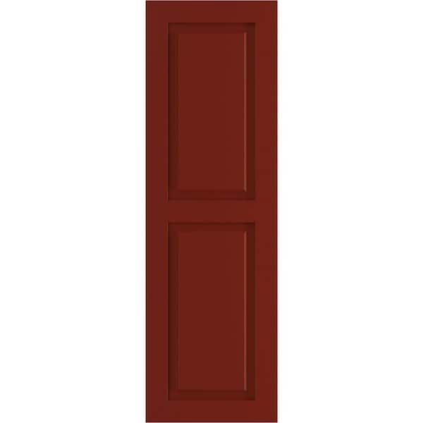 Ekena Millwork 12" x 69" True Fit PVC Two Equal Raised Panel Shutters, Pepper Red (Per Pair)