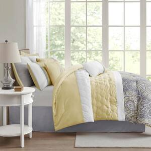 Josefina 8-Piece Yellow Polyester Queen Comforter Set