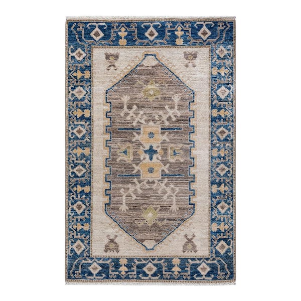 Solo Rugs Oushak One-of-a-Kind Traditional Beige 3 ft. x 5 ft. Hand Knotted Tribal Area Rug