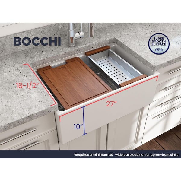 BOCCHI Contempo Workstation 27 in. Farmhouse Apron-Front