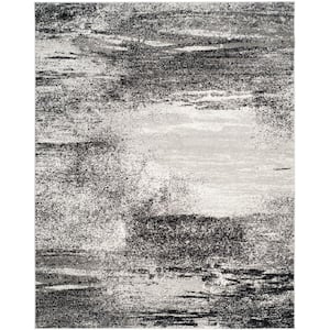 ADirondack Silver/Multi 12 ft. x 18 ft. Solid Color Distressed Area Rug