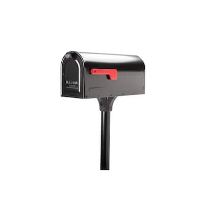 MB1 Post Mount Mailbox and 2 in. In-Ground Post Kit Black