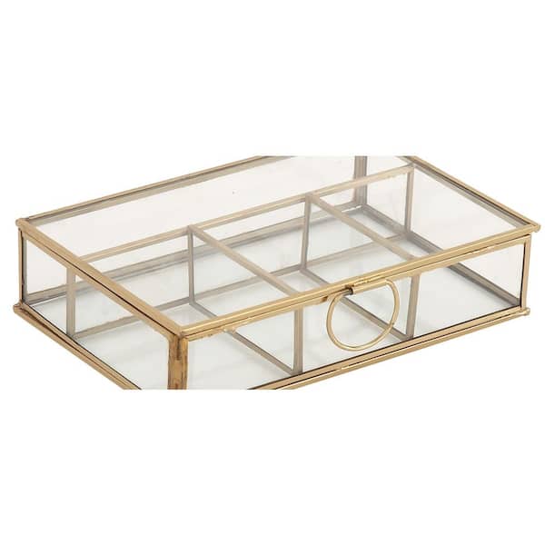Jewelry Box with Glass Lid, 3-Layer Jewelry Organizer, 2-Drawers PUH8HQ -  The Home Depot