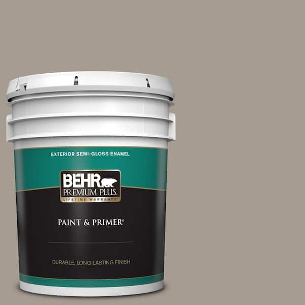 BEHR PREMIUM PLUS 5 gal. #N200-4 Rustic Taupe Semi-Gloss Enamel Exterior Paint & Primer