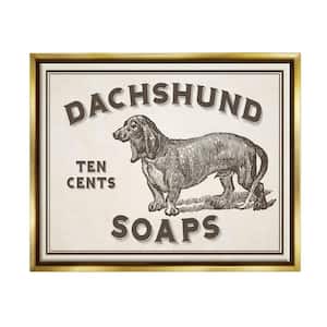 Daschund Soap Vintage Sign by Daphne Polselli Floater Frame Typography Wall Art Print 31 in. x 25 in.