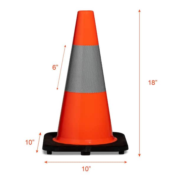 18 in. Orange PVC Reflective Traffic Safety Cone