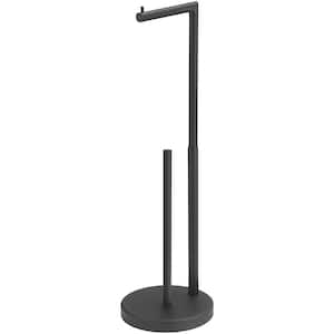 Bathroom Freestanding Toilet Paper Holder Stand with Reserver in Matte Black