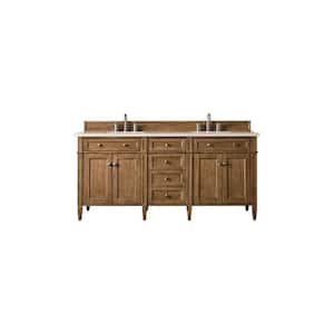 Brittany 72.0 in. W x 23.5 in. D x 34 in. H Bathroom Vanity in Saddle Brown with Eternal Marfil Quartz Top