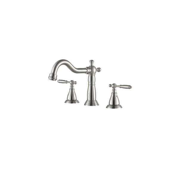 8 in. Widespread Double-Handle Bathroom Sink Faucet in Brushed Nickel