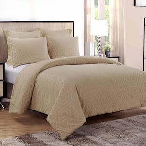 Seville 3-Piece Sand Cotton Queen Comforter Set