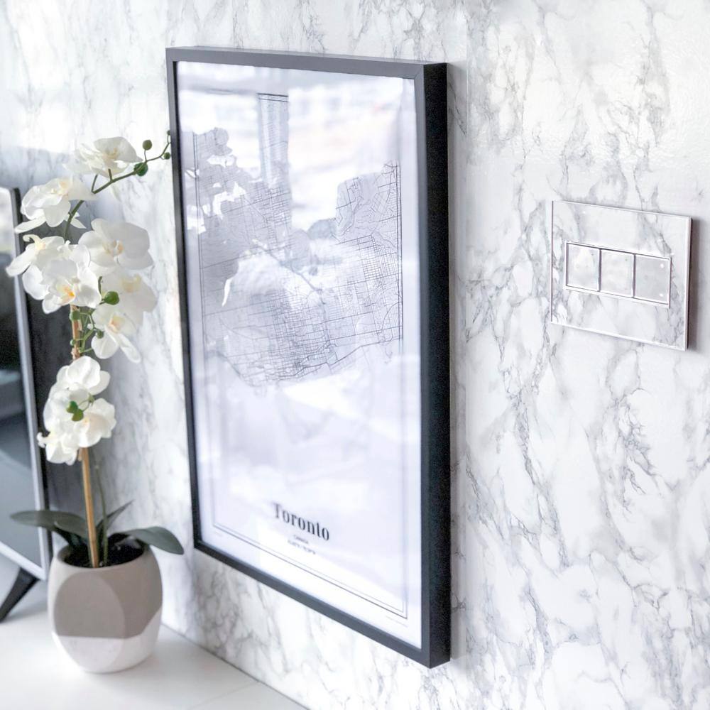 Custom 3-Gang Wall Plate with White Trim and Wallpaper Design