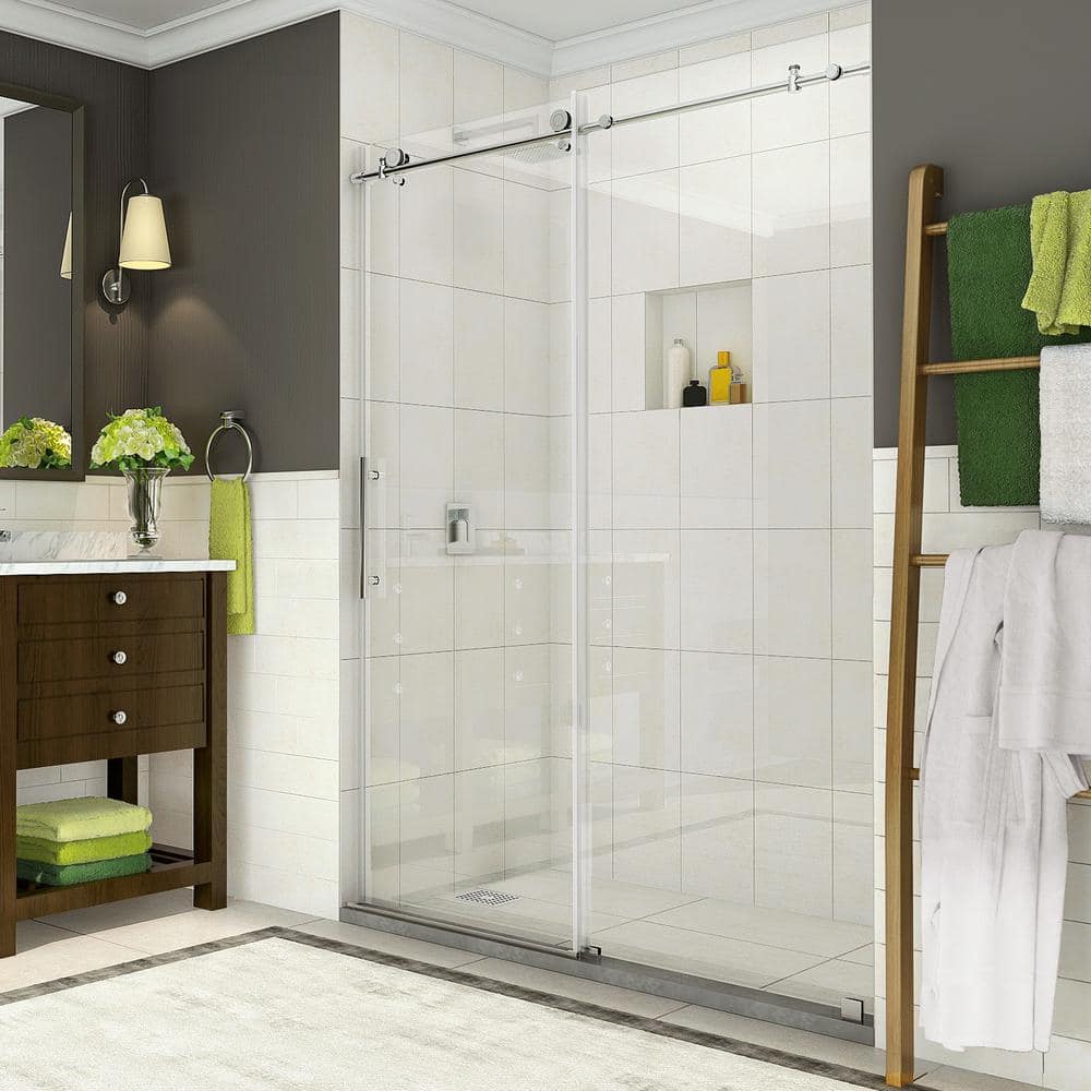 Coraline 44 in. to 48 in. x 76 in. Frameless Sliding Shower Door in Stainless Steel price history on PriceWatchPro