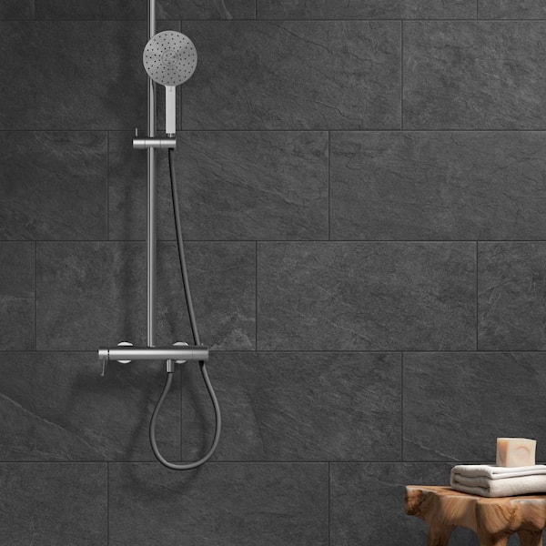 Corso Italia Sample - Slate Black Matte 6 in. x 6 in. Stone Look