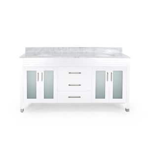 Halston 72 in. W x 22 in. D Bath Vanity with Carrara Marble Vanity Top in White with White Basin
