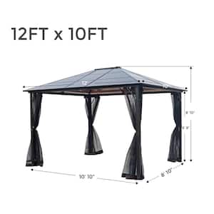 10 ft. x 12 ft. Polycarbonate Hardtop Gazebo with Mosquito Netting