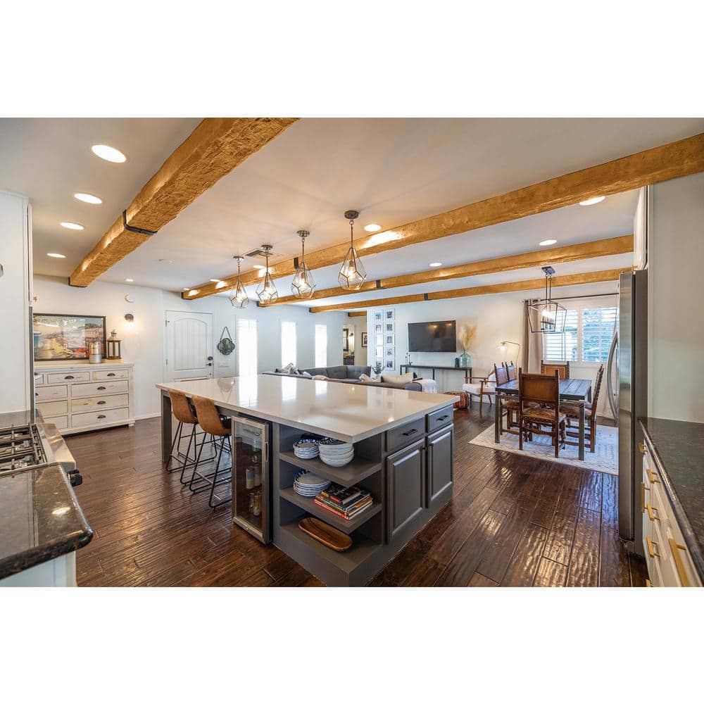 Unfinished Hand Hewn Faux Wood Beam in Light Brown Polyurethane