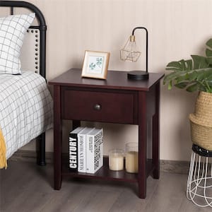 1-Drawer Brown Nightstand Beside Table Chest Sofa Table