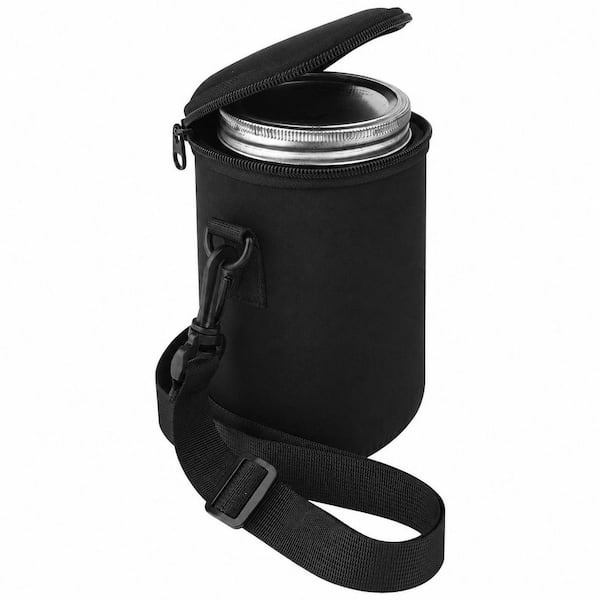 Beverage Serveware Mason Jar Insulated Neoprene Sleeve 32 oz. Adjustable Shoulder Strap Zipper Cover 3.75 x 5.5.