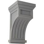 7 in. x 13 in. x 7-1/2 in. Pebble Grey Fluted Wood Vintage Decor Corbel