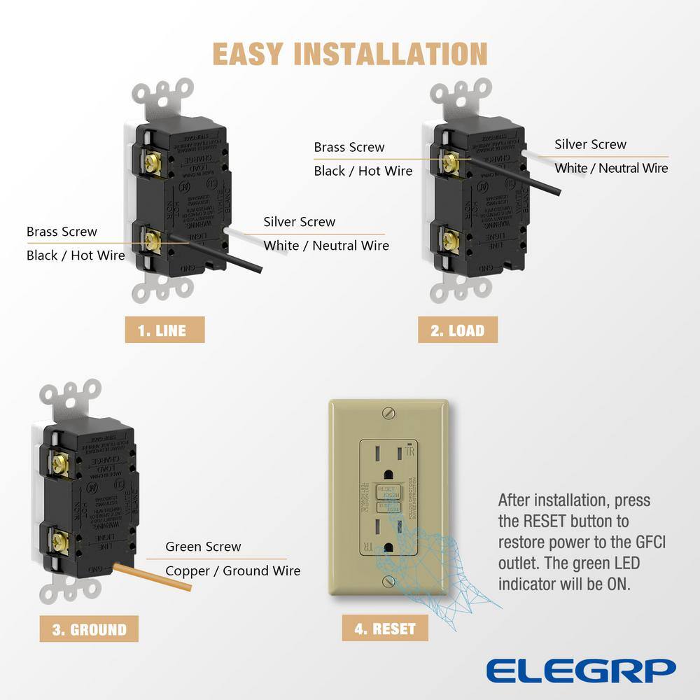 Ivory 15 Amp Tamper Resistant GFCI Duplex Outlet with Wall Plate