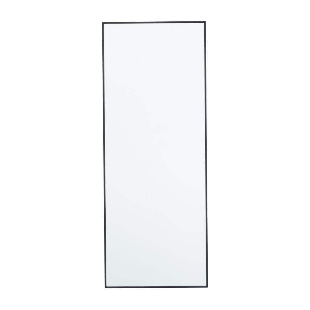 Litton Lane 36 in. x 14 in. Rectangle Framed Black Wall Mirror with Thin Minimalistic Frame