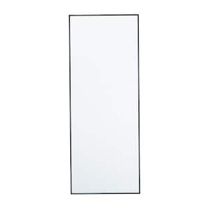 36 in. x 14 in. Simplistic Rectangle Framed Black Wall Mirror with Thin Minimalistic Frame