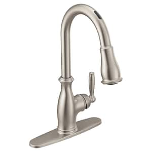 Brantford Single-Handle Smart Touchless Pull Down Sprayer Kitchen Faucet with Voice Control and Power Boost in Stainless