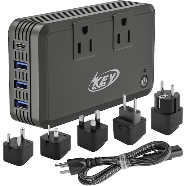 Lukyamzn 230W International Surge Protector Travel Adapter Converter with 2-Outlets, 3 USB-A, 1 USB-C Ports and 5-Plugs in Black
