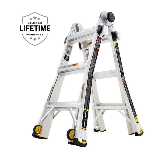 14 ft. Reach Aluminum Multi-Position Ladder, 375 lbs. Load Capacity Type 1AA Duty Rating
