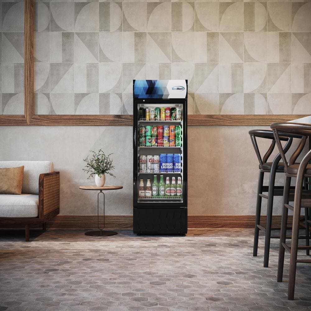 22-Inch Black Single Door Commercial Display Refrigerator