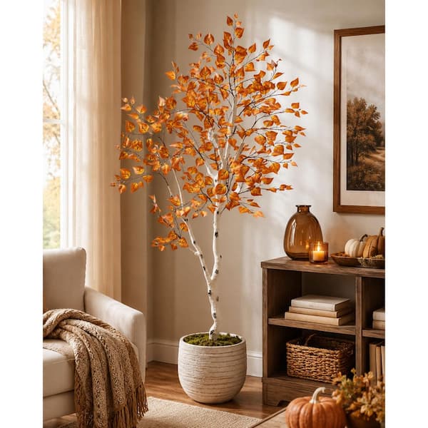 5.9 ft. Artificial Birch Tree in White Pot