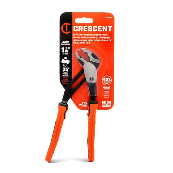 Crescent 8 in. Z2 K9 V-Jaw Tongue and Groove Dual Material Grip Pliers
