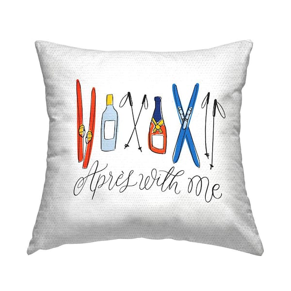 Stupell Industries Apres With Me Winter Skiing Sports Multi-Color Square Outdoor Throw Pillow