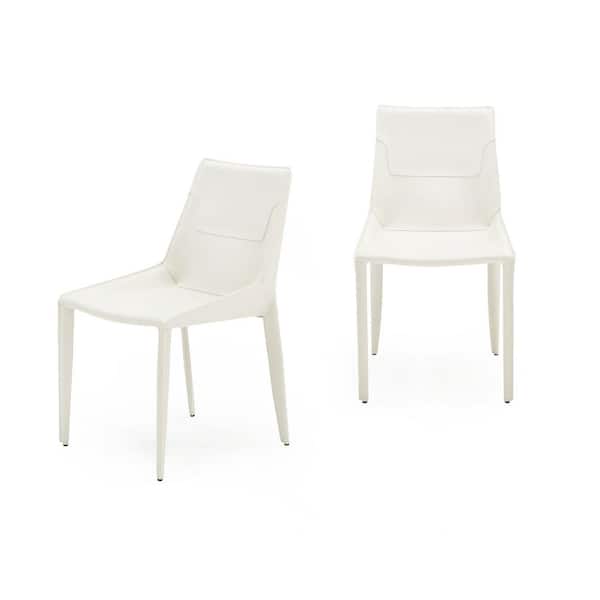 Halo Modern Ivory Leather Dining Chair Set of 2
