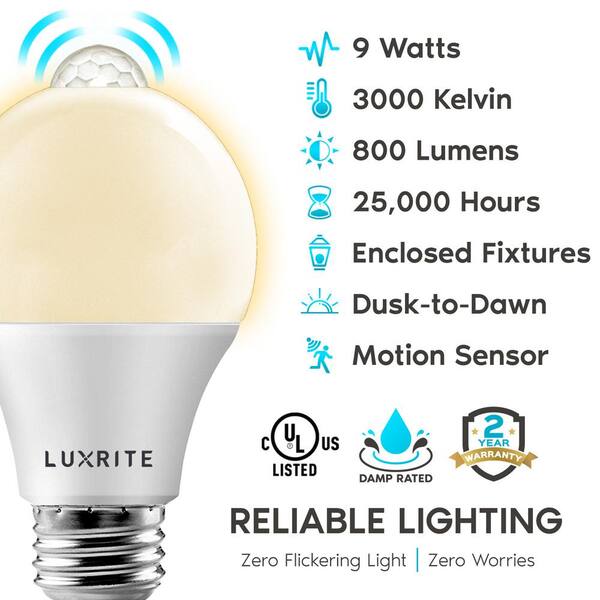 Luxrite 60 Watt Equivalent A19 E26 Base, Do Motion Lights Need Special Bulbs