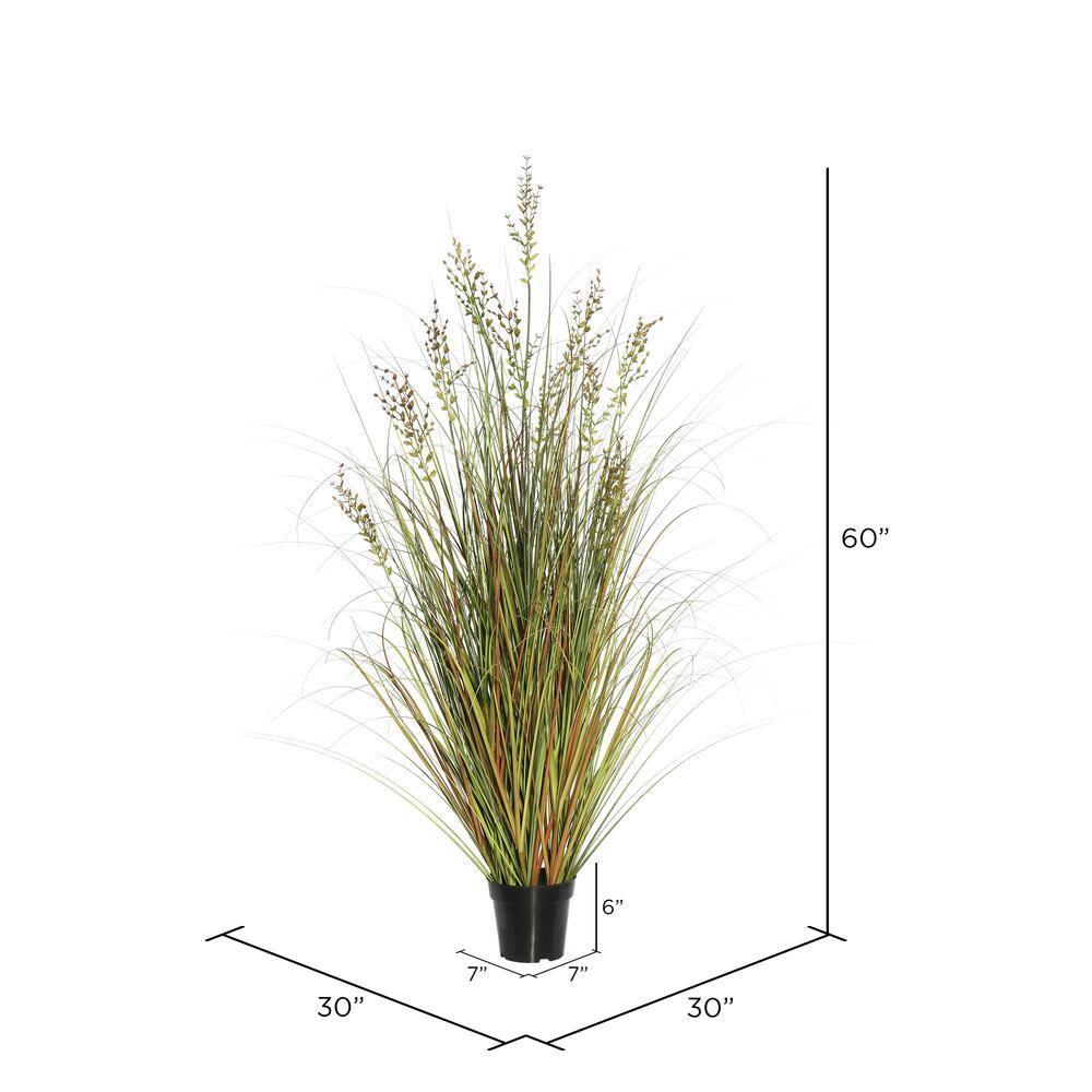 60" Green and Brown Plastic Grass Topiary in Pot