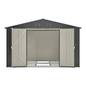 8 ft. x 10 ft. Black Metal Outdoor Storage Shed, All Weather Tool Sheds with Lockable Doors (80 sq.ft.)